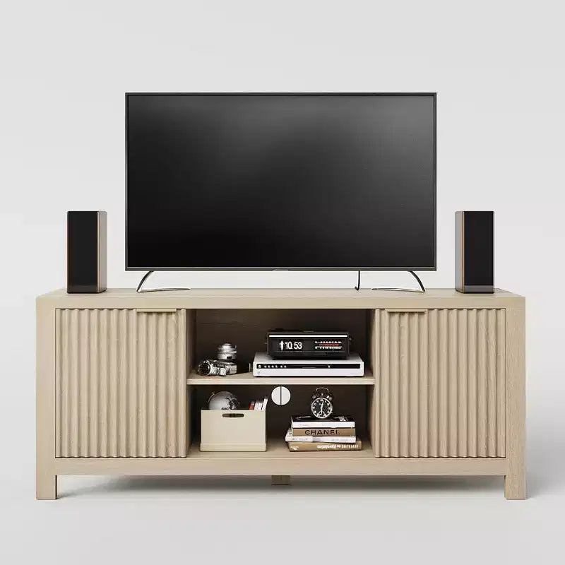 Meuble TV pour centre de divertissement de 65 pouces avec placards, étagères ouvertes, table de console multimédia