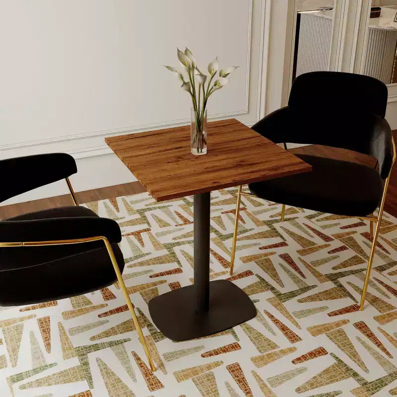 Table à manger carrée Leisuremod Vail de 24 pouces avec plateau en MDF et base carrée en acier pour la cuisine, la salle à manger et le pub