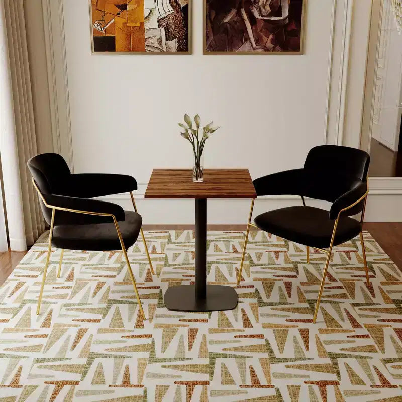 Table à manger carrée Leisuremod Vail de 24 pouces avec plateau en MDF et base carrée en acier pour la cuisine, la salle à manger et le pub