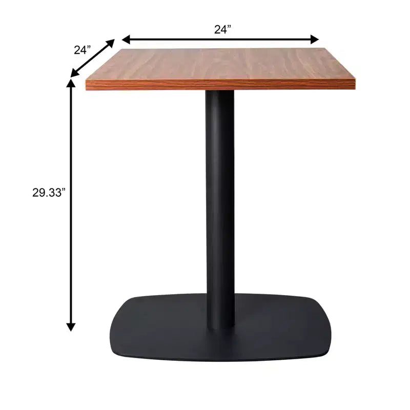 Table à manger carrée Leisuremod Vail de 24 pouces avec plateau en MDF et base carrée en acier pour la cuisine, la salle à manger et le pub