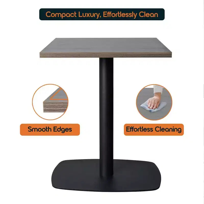 Table à manger carrée Leisuremod Vail de 24 pouces avec plateau en MDF et base carrée en acier pour la cuisine, la salle à manger et le pub