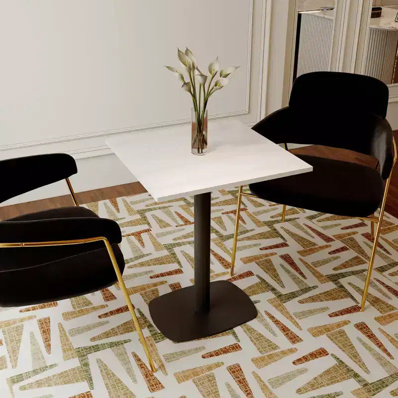 Table à manger carrée Leisuremod Vail de 24 pouces avec plateau en MDF et base carrée en acier pour la cuisine, la salle à manger et le pub