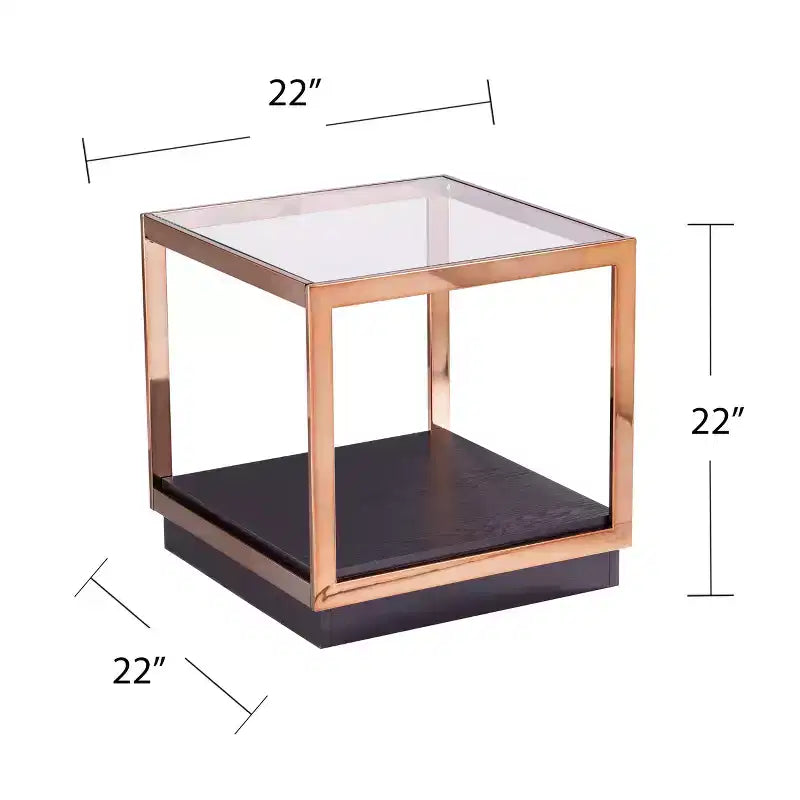 Table d'appoint Lexina avec plateau en verre – Champagne – SEI