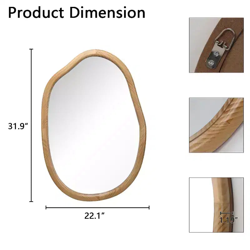 MAYEERTY 31.9 Miroir Mural Irrégulier Miroir Asymétrique Décoratif pour la Décoration Murale du Salon, de la Salle de Bain, de l'Entrée
