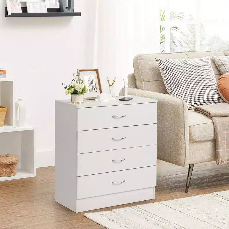 Karl Home 4-Drawer White Particle Board 25.98in. W Chest of Drawer