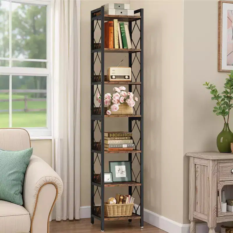 MAYEERTY Étagère polyvalente à 7 niveaux pour livres, décoration et essentiels de cuisine et salle de bain