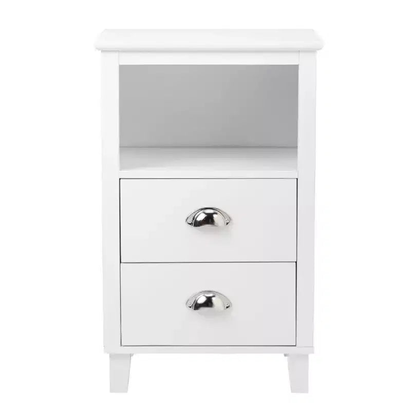 Table de chevet Karl Home 2 tiroirs en MDF blanc 40 cm l.