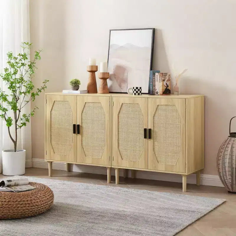 Meuble bas GDFStudio Norma 80 cm en bois et rotin