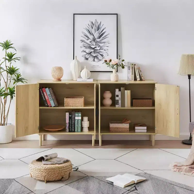 Meuble bas GDFStudio Norma 80 cm en bois et rotin