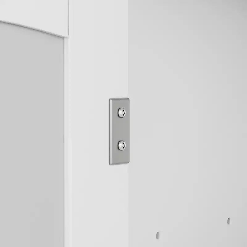 Meuble haut de salle de bain VECELO avec miroir, armoire de toilette murale avec porte et étagères ouvertes, étagères réglables, blanc