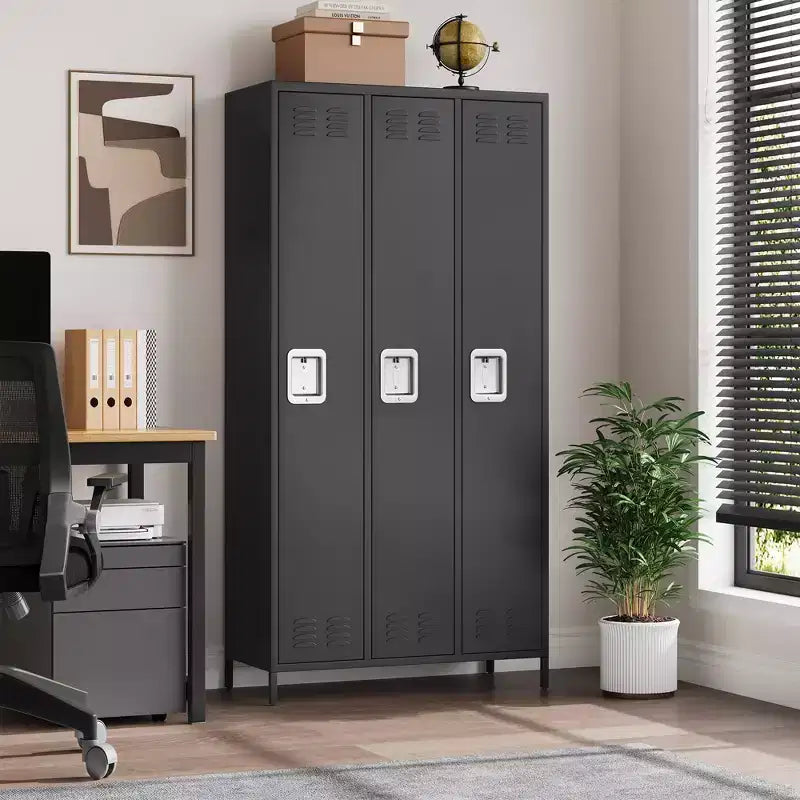 3 Doors Employee Lockers for Office, Metal Sorage Locker Combination, Lockable Employees Metal Locker With Door, Industrial Storage Lockers