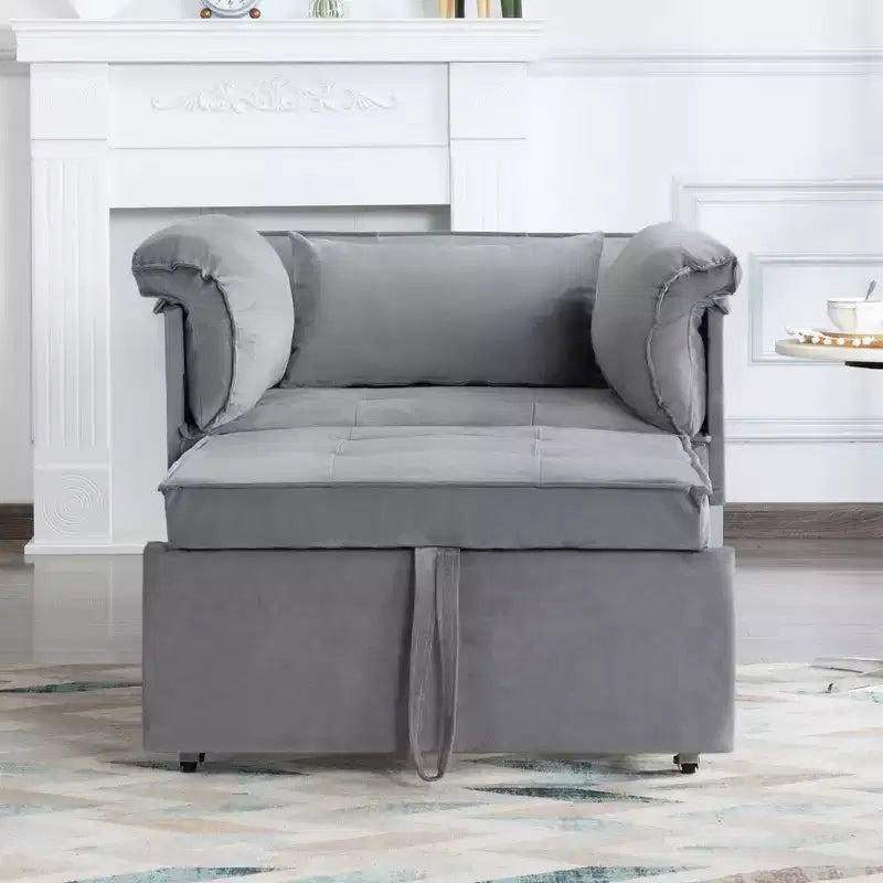 MAYEERTY 34.3 Fauteuil convertible en velours avec dossier réglable sur 3 positions