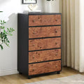 Modern Chest of Drawers with Natural Texture, Curved Profile Design, Dresser TV Stand, Wood Drawer Organizer for Bedroom, Living Room, Natural Oak