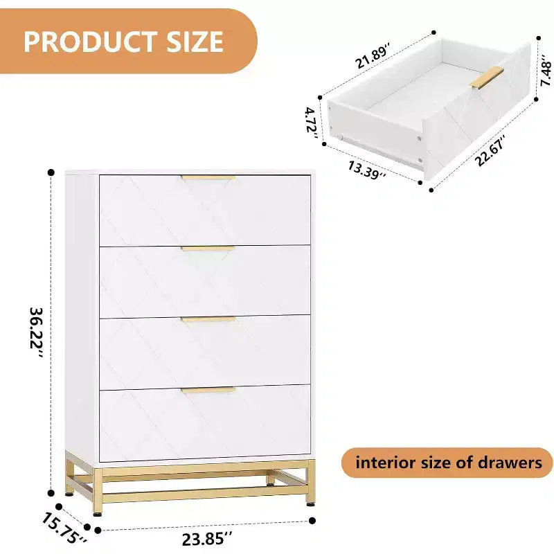 Commode moderne Zstar à 4 tiroirs pour placard, couloir, salon