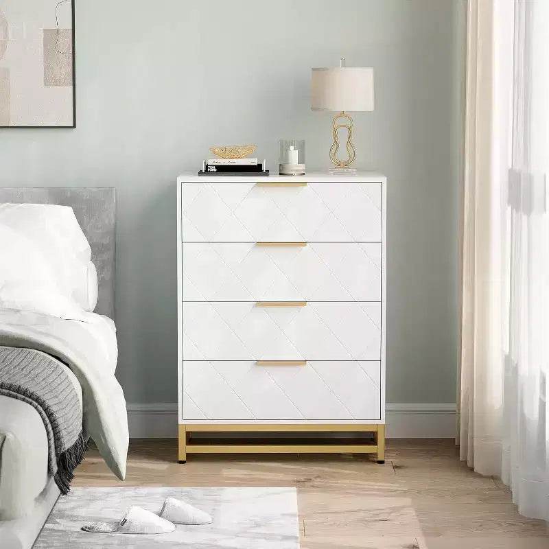 Commode moderne Zstar à 4 tiroirs pour placard, couloir, salon