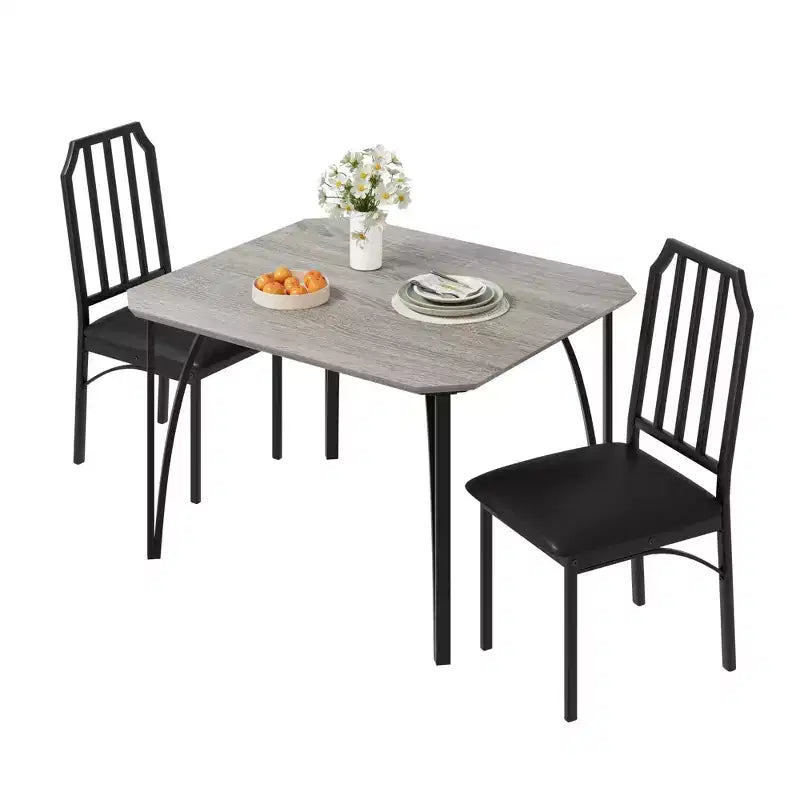 Ensemble table à manger 3 pièces pour 2 avec chaises rembourrées, petite table de cuisine et de salle à manger, ensemble table et 2 chaises de cuisine, design peu encombrant