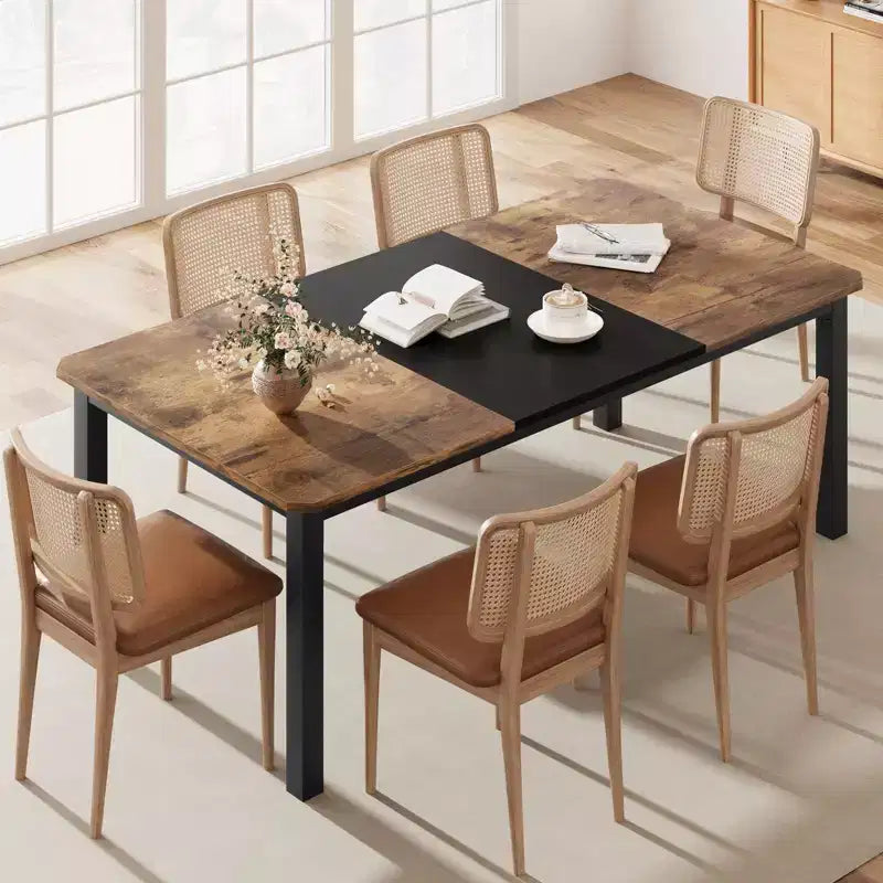 78.7 Industrial Wood Dining Table for 6-8 People, Rectangle Kitchen & Dining Room Table for Dinners or Meetings, Kitchen and Dining Spaces.