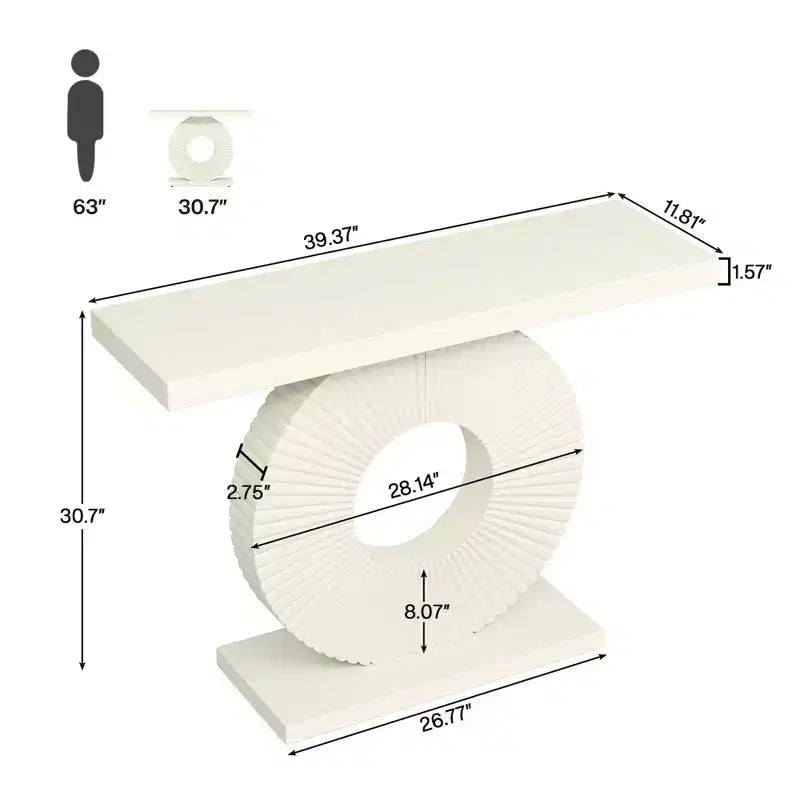 MAYEERTY Table console glamour de 40 pouces, plateau texturé abstrait de 1,57 pouce d'épaisseur, capacité de charge de 120 lb