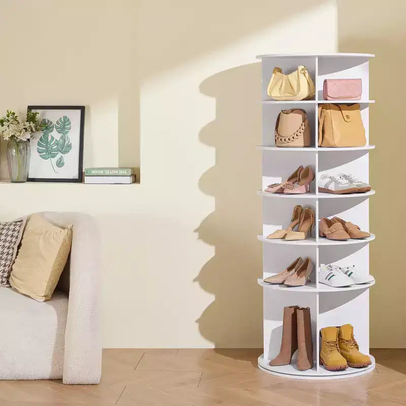 VEVOR Tour de rangement à chaussures rotative à 6 niveaux, présentoir à chaussures rotatif à 360°, carrousel rond de rangement à chaussures, organisateur de chaussures Lazy Susan, blanc