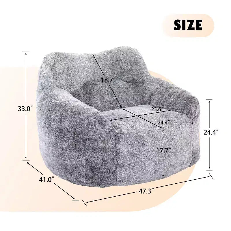 Fauteuil poire avec accoudoirs, rembourrage en mousse haute densité. Canapé paresseux pour adultes dans le salon, la chambre à coucher