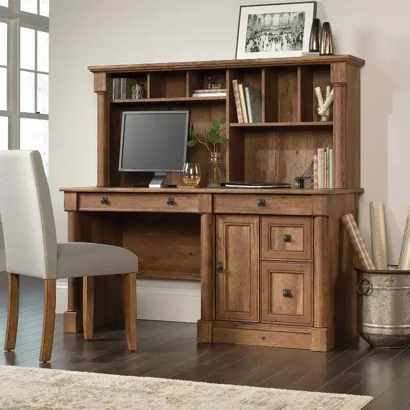 HomeStock 56.5 po H Bureaux d'ordinateur en bois couleur marron avec tiroir universel