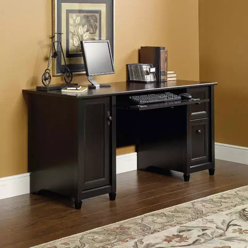HomeStock Bureau informatique en bois noir de 76 cm de hauteur avec tiroir de rangement