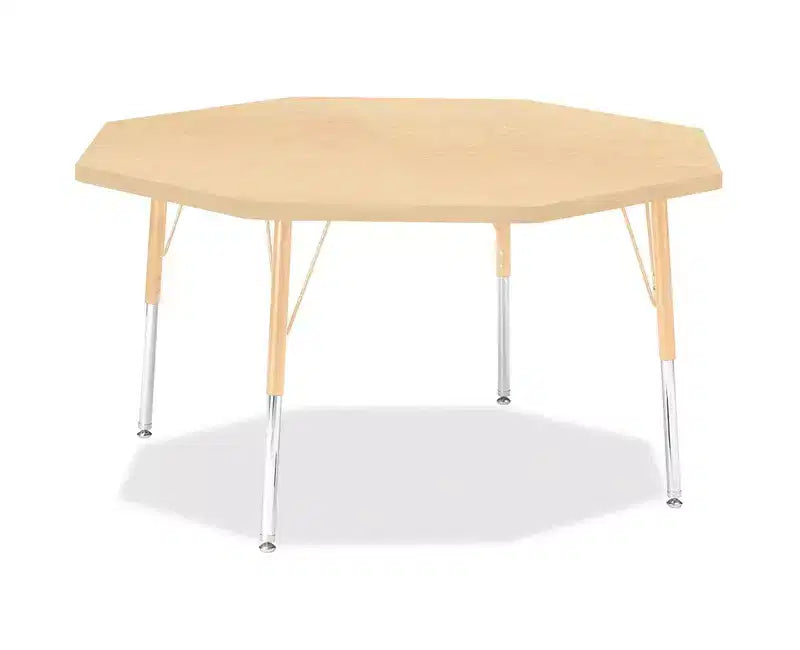 Table octogonale Jonti-Craft Berries avec plateau/bordure en érable, hauteur maternelle, 122 x 122 cm, beige