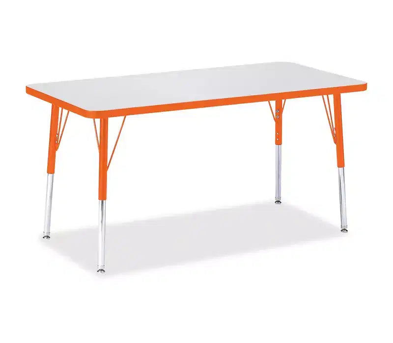 Jonti-Craft Berries Adult Height Color Edge Rectangle Table (24 x 48) in Orange