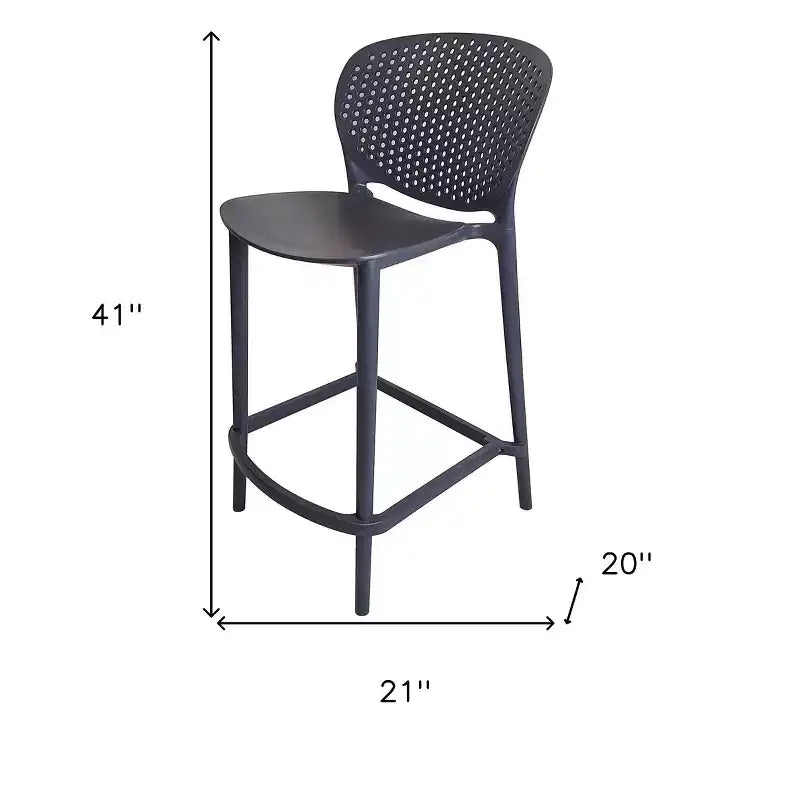 HomeRoots, lot de quatre chaises de bar de 76 cm de haut à dossier bas en plastique gris foncé très résistant