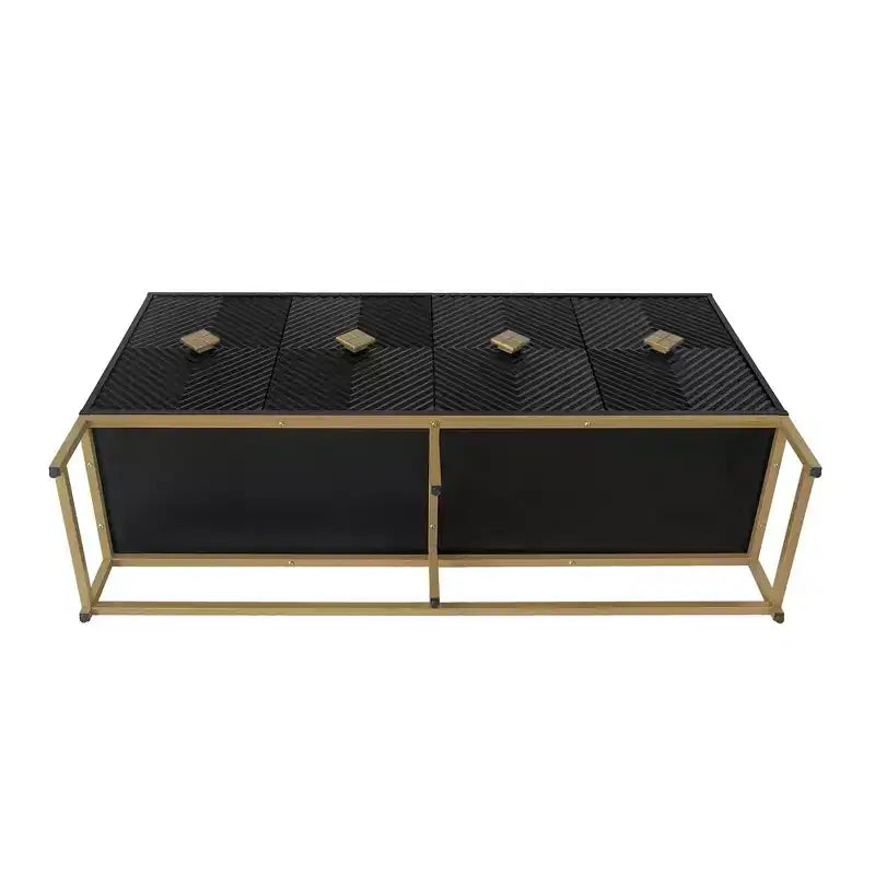 Meuble de Rangement Moderne Okak avec 4 Portes Sculptées et Étagère Réglable, Buffet de Salle à Manger Meuble Bar à Café pour Salon, Salle à Manger, Cuisine