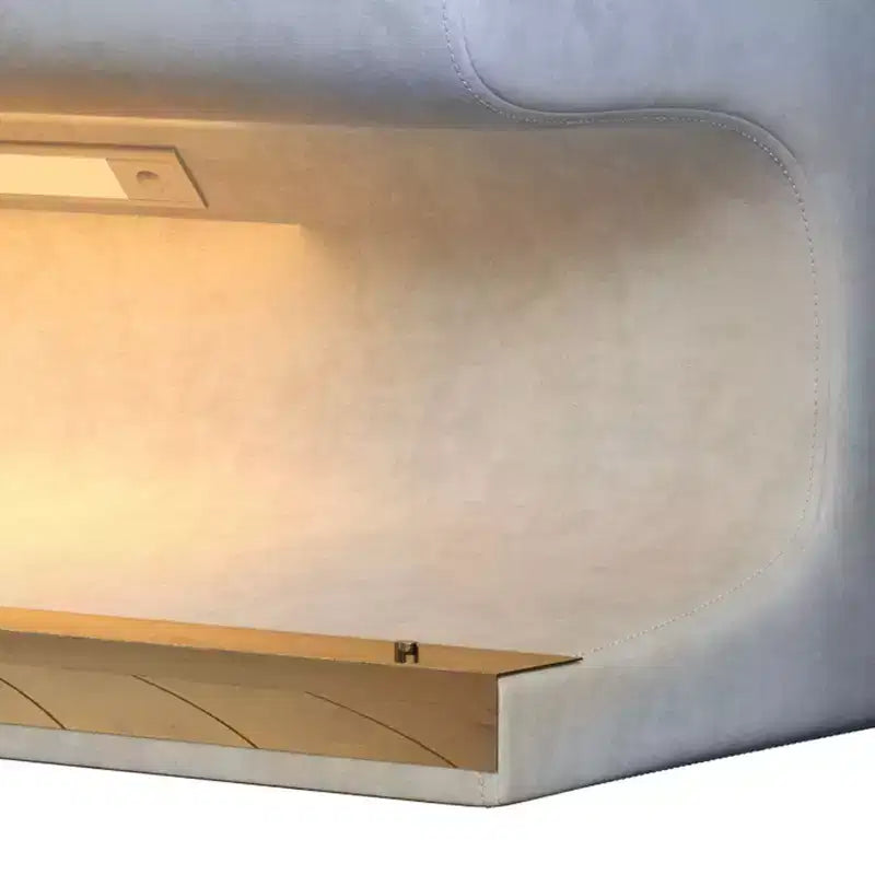 Banc pouf rembourré en cuir moderne Okak avec tabouret repose-pieds doux à LED à détecteur de mouvement pour le salon, l'entrée, le bout de lit