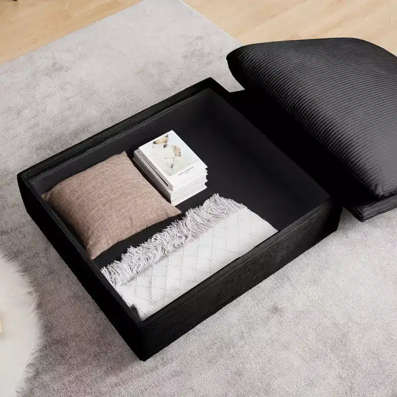 Canapé d'angle convertible Okak Comfy avec pouf de rangement et 3 oreillers, canapé moderne en velours côtelé pour salon, appartement