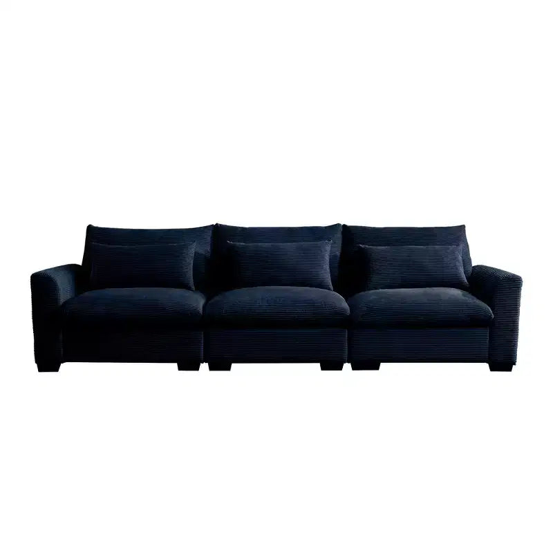 Canapé d'angle convertible Okak Comfy avec pouf de rangement et 3 oreillers, canapé moderne en velours côtelé pour salon, appartement