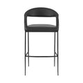 HomeRoots 30 Black Faux Leather and Iron Low Back Bar Height Bar Chair