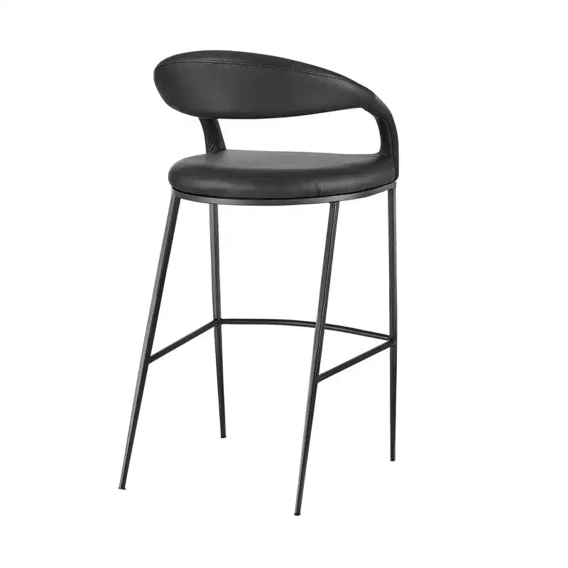 HomeRoots 30 Chaise de bar basse en similicuir noir et fer forgé