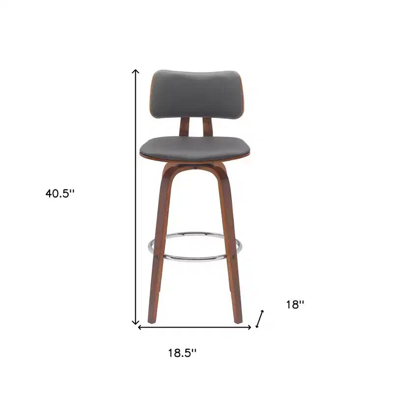 HomeRoots Chaise de bar pivotante à dossier bas 30 po en similicuir gris et brun