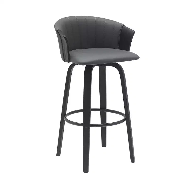 Chaise de bar pivotante HomeRoots 30 en similicuir gris et noir, hauteur comptoir