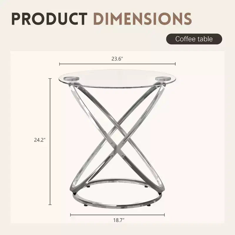 Table basse en verre, table basse ronde avec cadre en métal annulaire, table basse minimaliste moderne