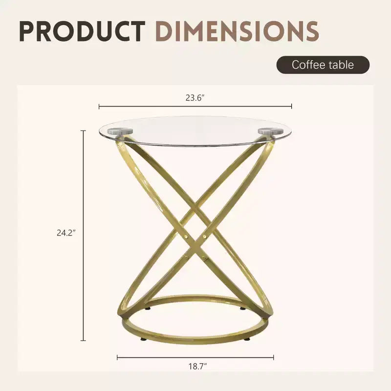 Table basse en verre, table basse ronde avec cadre en métal annulaire, table basse minimaliste moderne