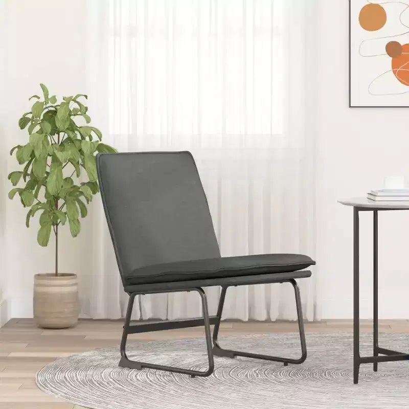 vidaXL Fauteuil de relaxation gris foncé - Chaise d'appoint sans accoudoirs rembourrée pour salon, chambre, bureau