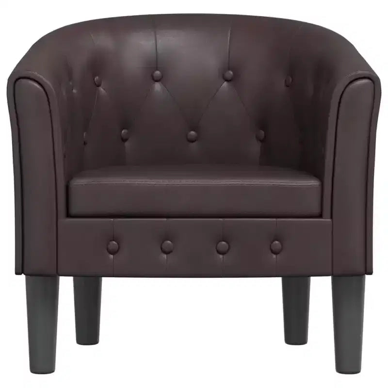 vidaXL Fauteuil crapaud - Fauteuil en similicuir marron, Siège confortable pour salon ou chambre à coucher