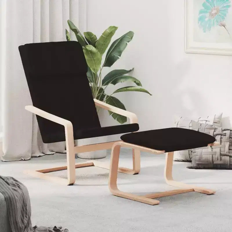 vidaXL Chaise Fauteuil Fauteuil d'appoint Meuble de salon avec repose-pieds Tissu - Noir