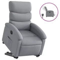 vidaXL Electric Power Lift Recliner Chair, Light Gray Fabric - Armchair with Motorized Adjustment for Elderly, Spacious Seat
