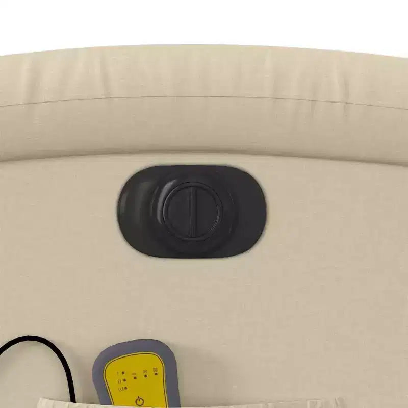 vidaXL Fauteuil inclinable de massage électrique - Fonction Power Lift, massage vibrant, tissu crème, repose-pieds motorisé, dossier motorisé