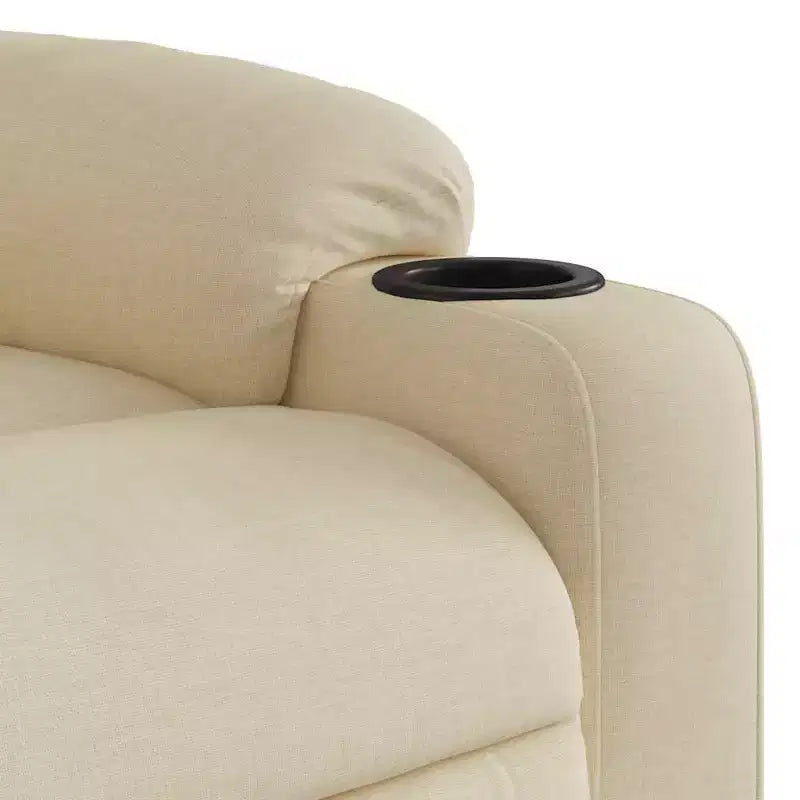 vidaXL Fauteuil inclinable de massage électrique - Tissu crème avec dossier/repose-pieds à réglage automatique, massage par vibrations, porte-gobelets pour un confort home cinéma