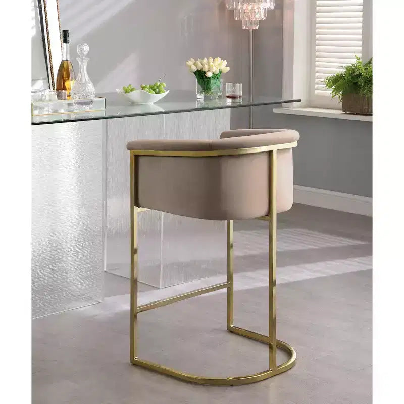Meridian Furniture, Tabouret en velours beige Donatella