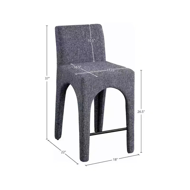 Tabouret en Tissu Texturé Lin Bleu Gramercy Meridian Furniture