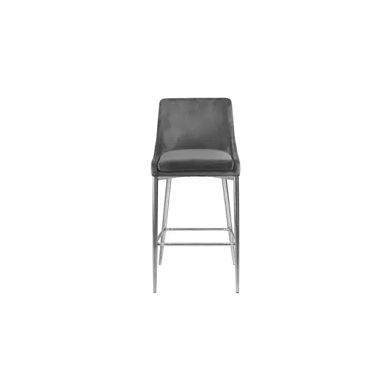 Meridian Furniture, tabouret Karina en velours gris, lot de 2