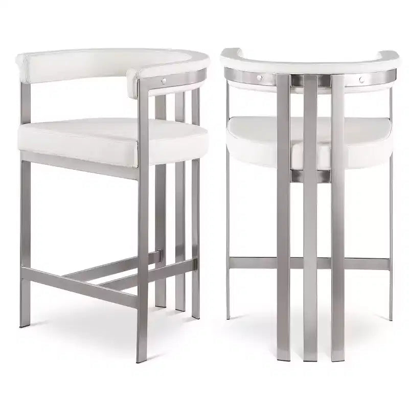 Meridian Furniture,Marcello Cream Vegan Leather Counter Stool, Set of 2