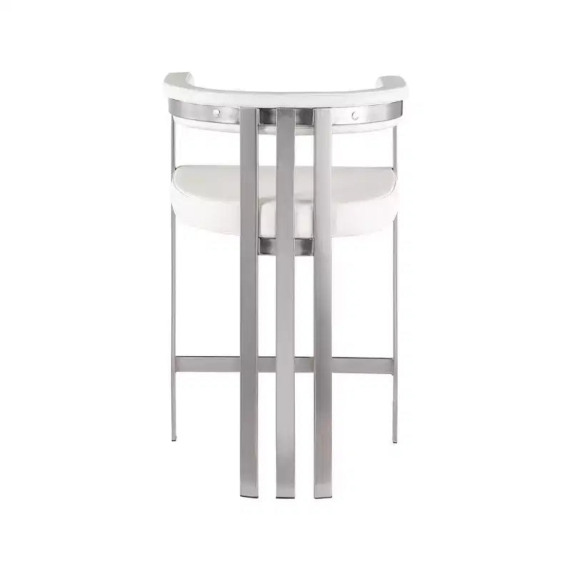 Meridian Furniture, Tabouret de comptoir en cuir végétalien Marcello crème, Ensemble de 2